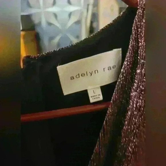 Adelyn  Rae | Pink Metallic Wrap-Front Mini Dress, Size L - Picture 4 of 5